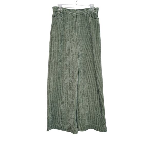 Industry Corduroy Pants Wide Leg High Rise Faded Green Relaxed Womens Size 10 - Picture 1 of 8